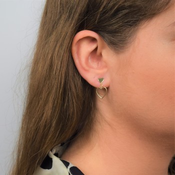 Χρυσά σκουλαρίκια καρδιές Κ14