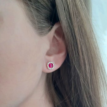 Χρυσά σκουλαρίκια Cushion Κ14 με ζιργκόν