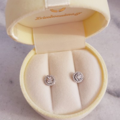 Λευκόχρυσα σκουλαρίκια Κ18 με διαμάντια
