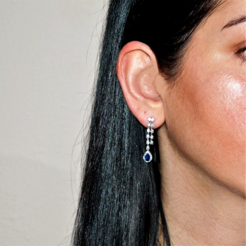 Λευκόχρυσο σετ κοσμημάτων γάμου αρραβώνα Κ14 με σκουλαρίκια, δαχτυλίδι, κολιέ