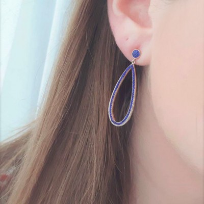 Ασημένια σκουλαρίκια σταγόνες 925 σε ροζ χρώμα