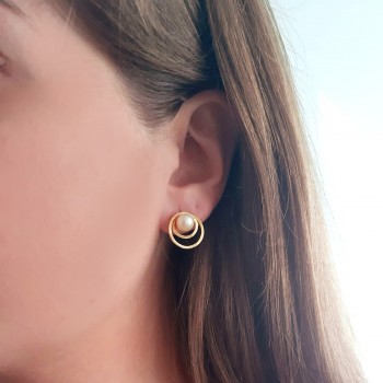 Χρυσά σκουλαρίκια Κ14 με μαργαριτάρια