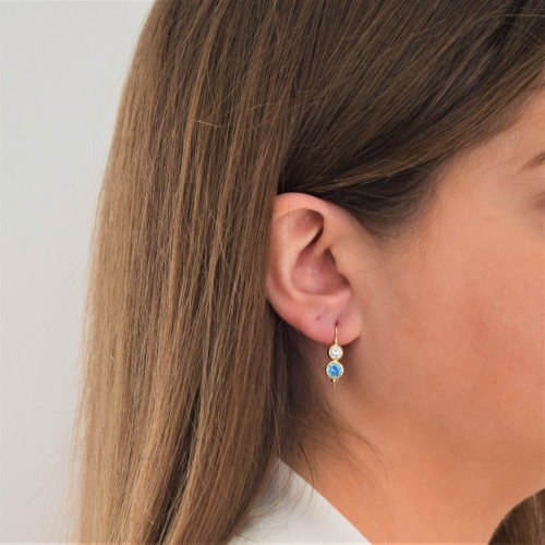 Χρυσά κρεμαστά σκουλαρίκια Κ14 με ζιργκόν