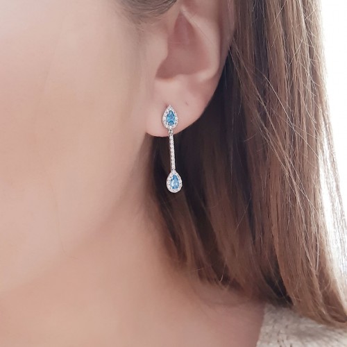 Λευκόχρυσα σκουλαρίκια Κ14 με ζιργκόν