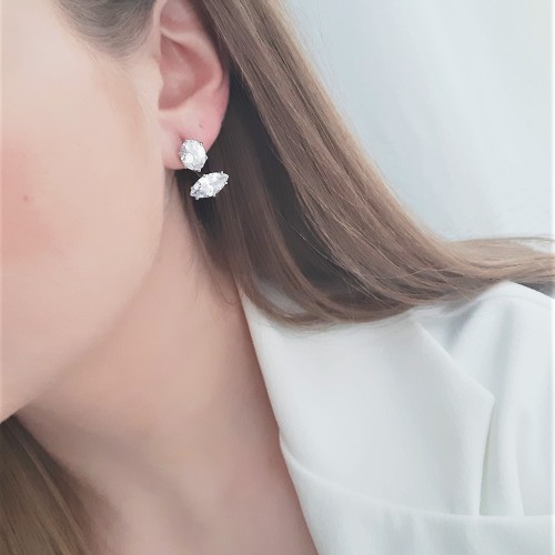 Ασημένια σκουλαρίκια ear jacket 925 με ζιργκόν