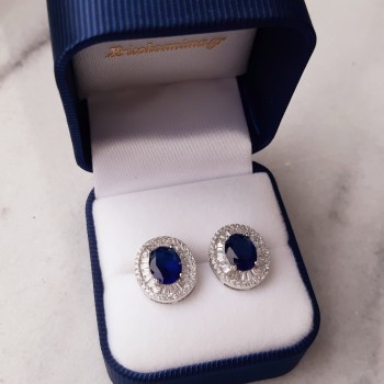 Ασημένια οβάλ σκουλαρίκια 925 με ζιργκόν