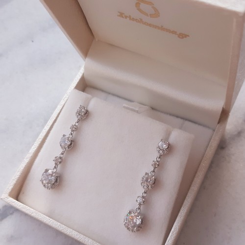 Ασημένια κρεμαστά νυφικά σκουλαρίκια 925