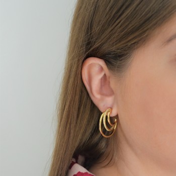 Ασημένια επιχρυσωμένα σκουλαρίκια κρίκοι 925