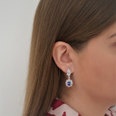 Ασημένια κρεμαστά σκουλαρίκια 925 με ζιργκόν