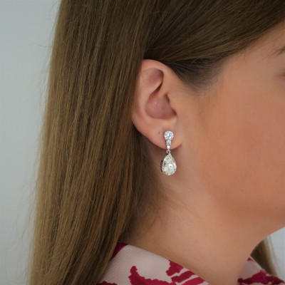 Ασημένια νυφικά σκουλαρίκια σταγόνες 925 με ζιργκόν