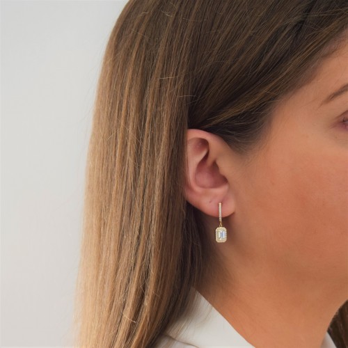 Χρυσά κρεμαστά σκουλαρίκια Κ14 με ζιργκόν