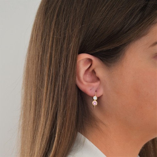 Χρυσά κρεμαστά σκουλαρίκια Κ14 με ζιργκόν