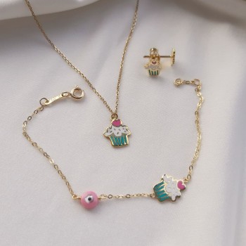 Χρυσό παιδικό mini set Κ14