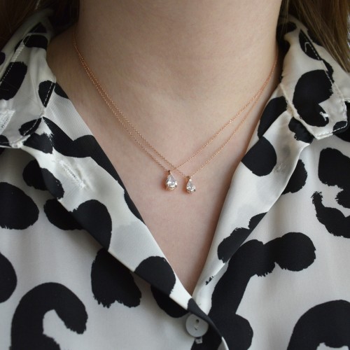 Ροζ χρυσό κολιέ σταγόνα Κ14