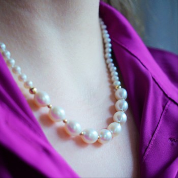 Κολιέ με μαργαριτάρια και χρυσό Κ14