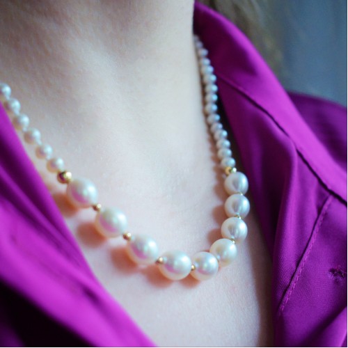 Κολιέ με μαργαριτάρια και χρυσό Κ14