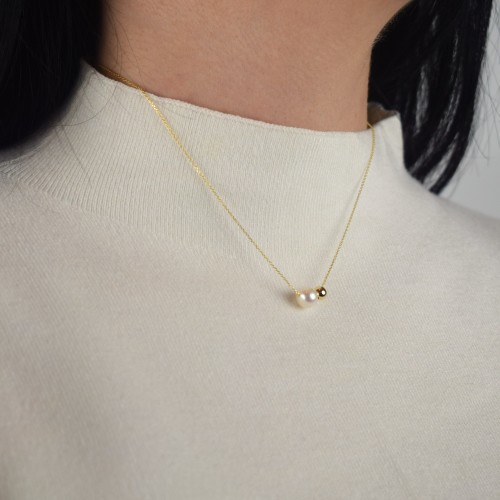 Χρυσό κολιέ Κ14 με μαργαριτάρι