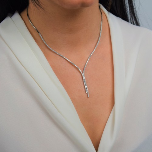 Λευκόχρυσο κολιέ Κ14 με ζιργκόν