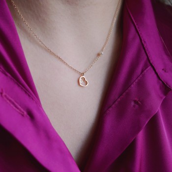 Ροζ χρυσό κολιέ καρδιά Κ14