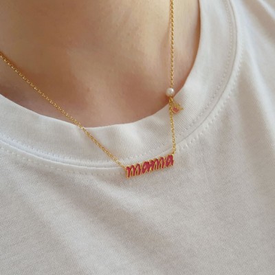 Ασημένιο επιχρυσωμένο κολιέ mama 925