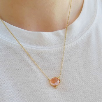 Ασημένιο επιχρυσωμένο κολιέ 925 με κρύσταλλο