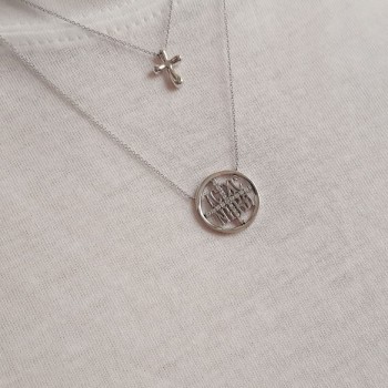 Λευκόχρυσο κολιέ Κ14 με σταυρό