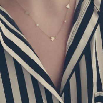 Χρυσό κολιέ Κ14 με μαργαριτάρια