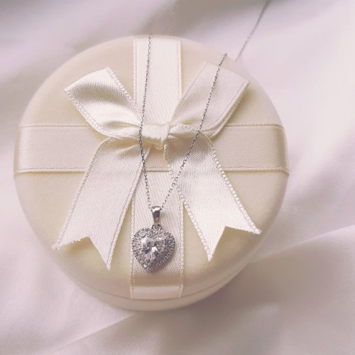 Λευκόχρυσο κολιέ καρδιά Κ14