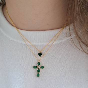 Χρυσό κολιέ καρδιά Κ14 με ζιργκόν