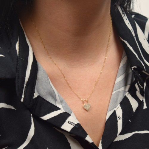 Χρυσό κολιέ καρδιά Κ14 με ζιργκόν