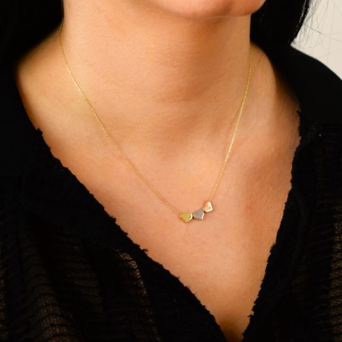 Χρυσό κολιέ καρδιές Κ14