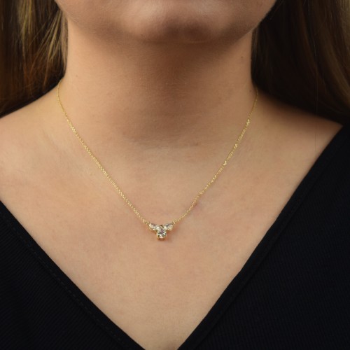 Χρυσό κολιέ σταγόνες Κ14 με ζιργκόν