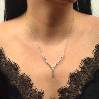 Λευκόχρυσο σετ κοσμημάτων Κ14 με κολιέ, σκουλαρίκια, δαχτυλίδι