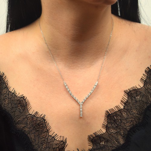 Λευκόχρυσο σετ κοσμημάτων Κ14 με κολιέ, σκουλαρίκια, δαχτυλίδι