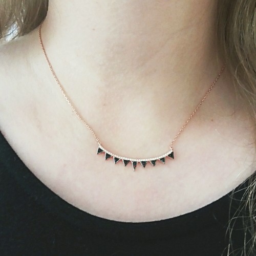 Ασημένιο κολιέ μπάρα 925 σε ροζ χρώμα