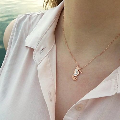 Ασημένιο κολιέ 925 σε ροζ χρώμα