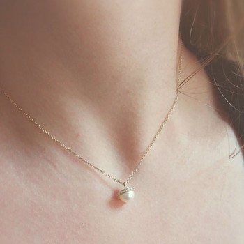 Χρυσό κολιέ Κ14 με μαργαριτάρι και ζιργκόν