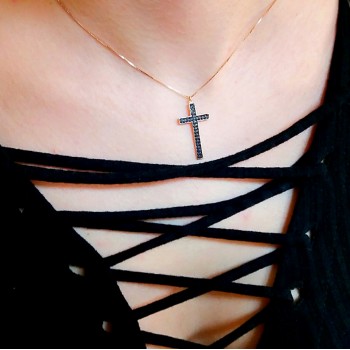 Κολιέ από ροζ χρυσό Κ14 με ζιργκόν