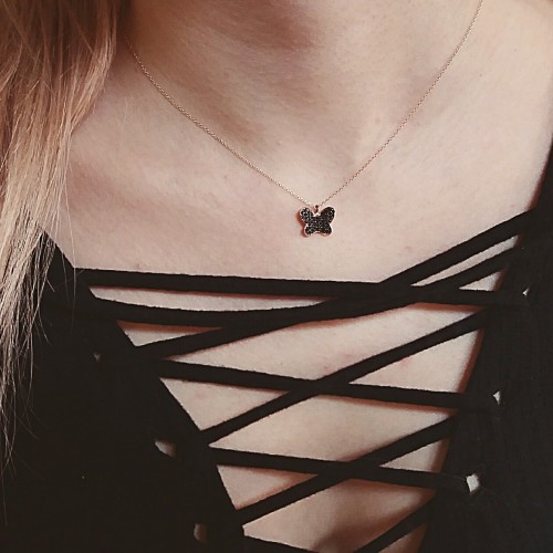 Κολιέ από ροζ χρυσό Κ14 με ζιργκόν