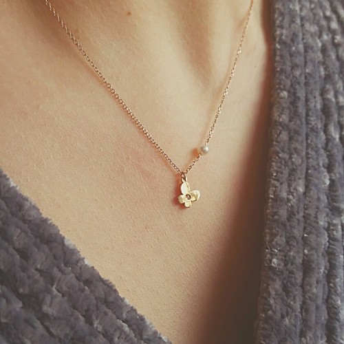 Κολιέ πεταλούδα από ροζ χρυσό Κ14