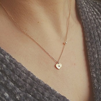 Κολιέ καρδιά από ροζ χρυσό Κ14