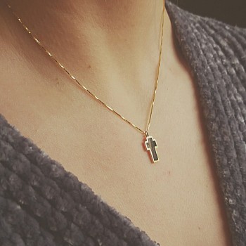 Χρυσό κολιέ Κ14 με σμάλτο