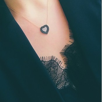 Κολιέ καρδιά από ροζ χρυσό Κ14 με ζιργκόν