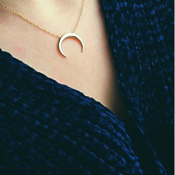 Ασημένιο επιχρυσωμένο κολιέ κέρατο 925