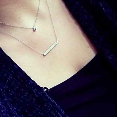 Λευκόχρυσο κολιέ μπάρα Κ14