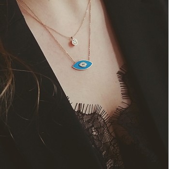 Κολιέ από ροζ χρυσό Κ14 με ζιργκόν