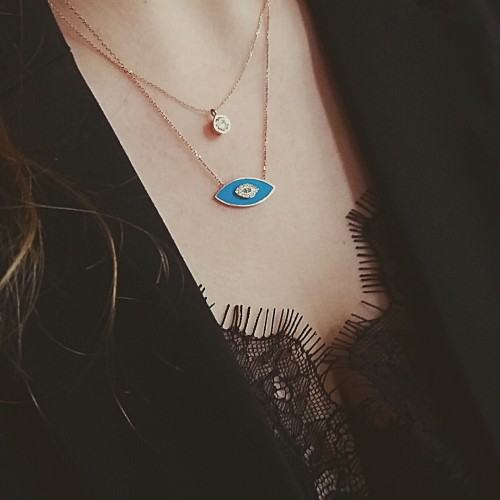 Κολιέ από ροζ χρυσό Κ14 με ζιργκόν