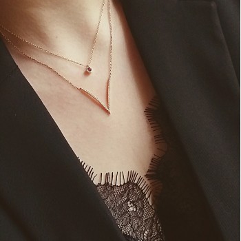 Κολιέ από ροζ χρυσό Κ14 με ορυκτό αμέθυστο