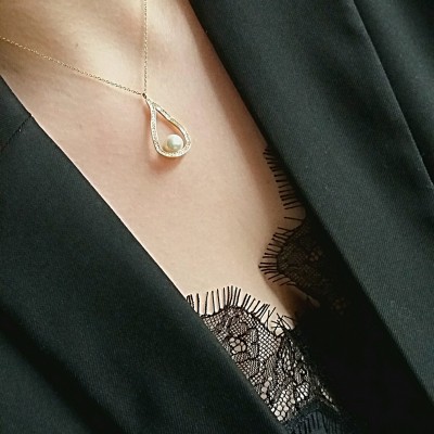 Χρυσό κολιέ Κ14 με μαργαριτάρι