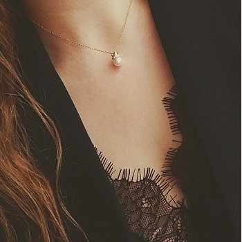 Κορώνα χρυσό κολιέ Κ14 με μαργαριτάρι